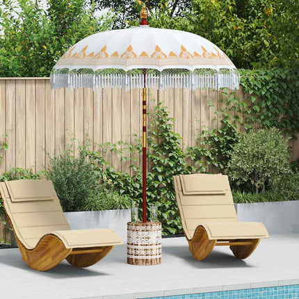 Balinesisk parasol med base Creme 185 x 185 x 260 cm