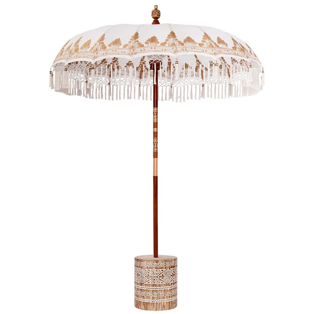 Balinesisk parasol med base Cremefarvet 185 x 185 x 260 cm