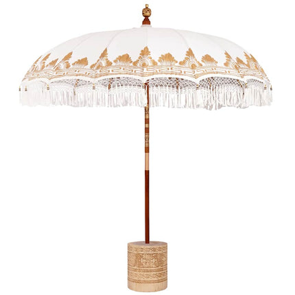 Balinesisk parasol med base Creme 215 x 215 x 260 cm