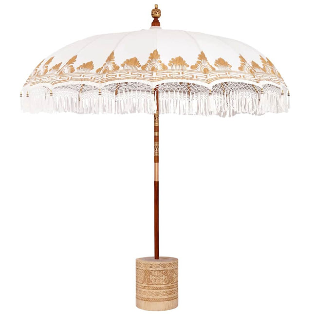 Balinesisk parasol med base Cremefarvet 215 x 215 x 260 cm