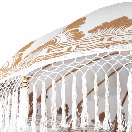 Balinesisk parasol med base Creme 215 x 215 x 260 cm