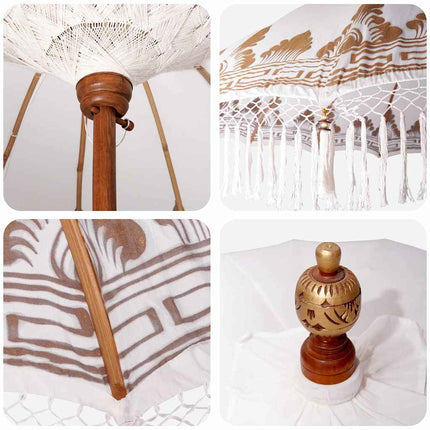 Balinesisk parasol med base Creme 215 x 215 x 260 cm
