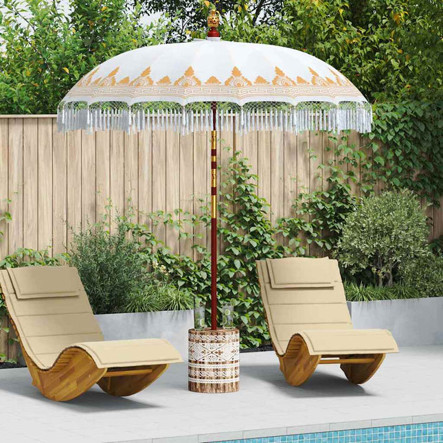 Balinesisk parasol med base Cremefarvet 215 x 215 x 260 cm