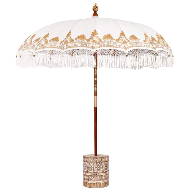 Balinesisk parasol med base Cremefarvet 215 x 215 x 260 cm