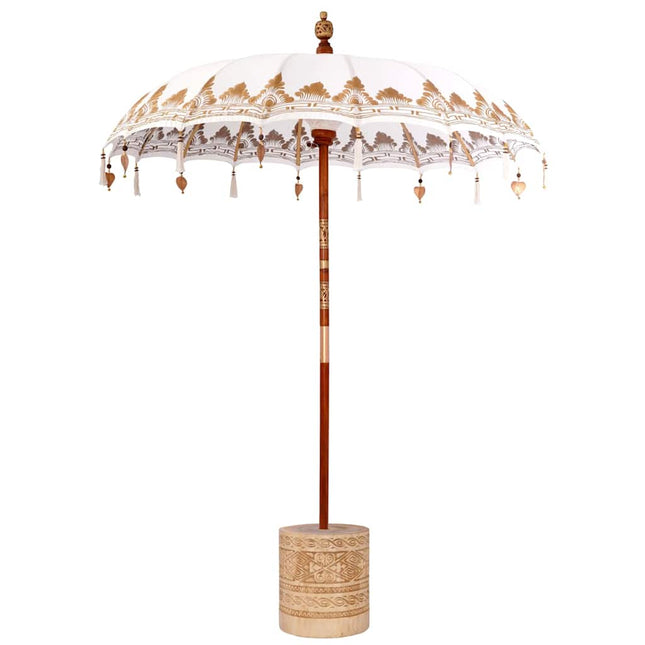 Balinesisk parasol med base Creme 185 x 185 x 260 cm