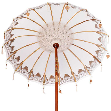 Balinesisk parasol med base Creme 185 x 185 x 260 cm