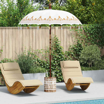 Balinesisk parasol med base Creme 185 x 185 x 260 cm