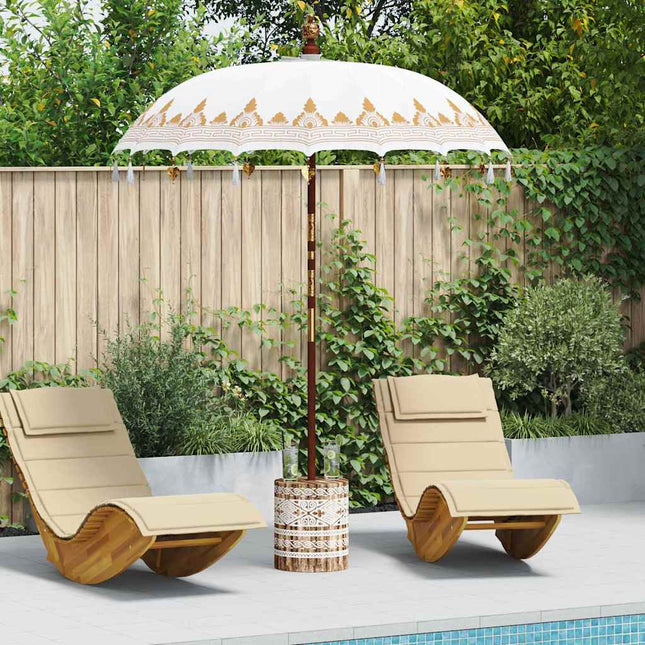 Balinesisk parasol med base Creme 185 x 185 x 260 cm