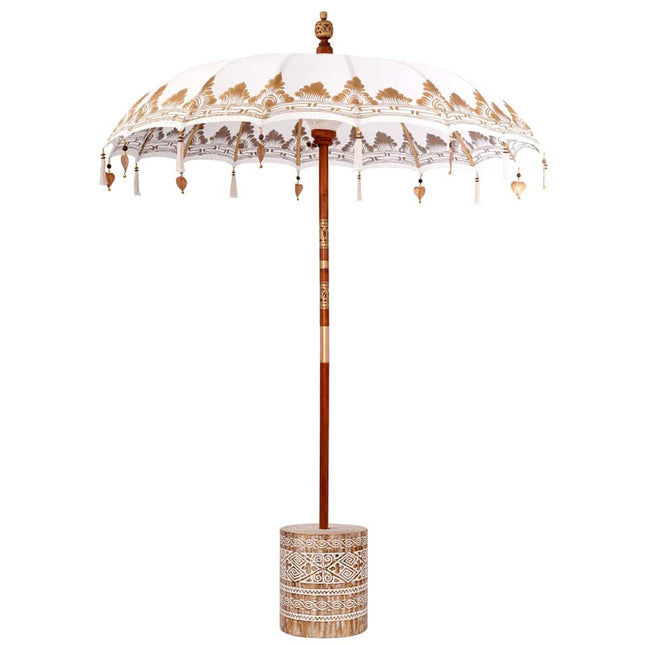 Balinesisk parasol med base Creme 185 x 185 x 260 cm