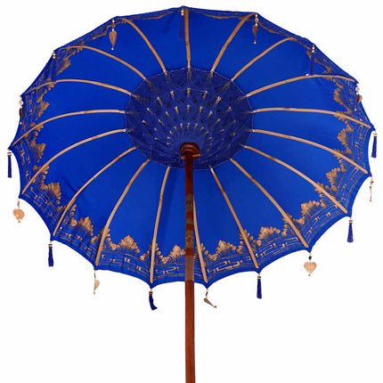 Balinesisk parasol med base Blå 185 x 185 x 260 cm
