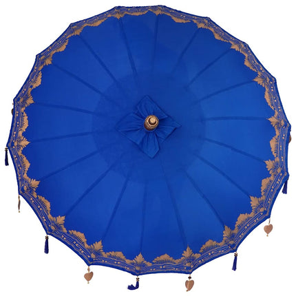 Balinesisk parasol med base Blå 185 x 185 x 260 cm