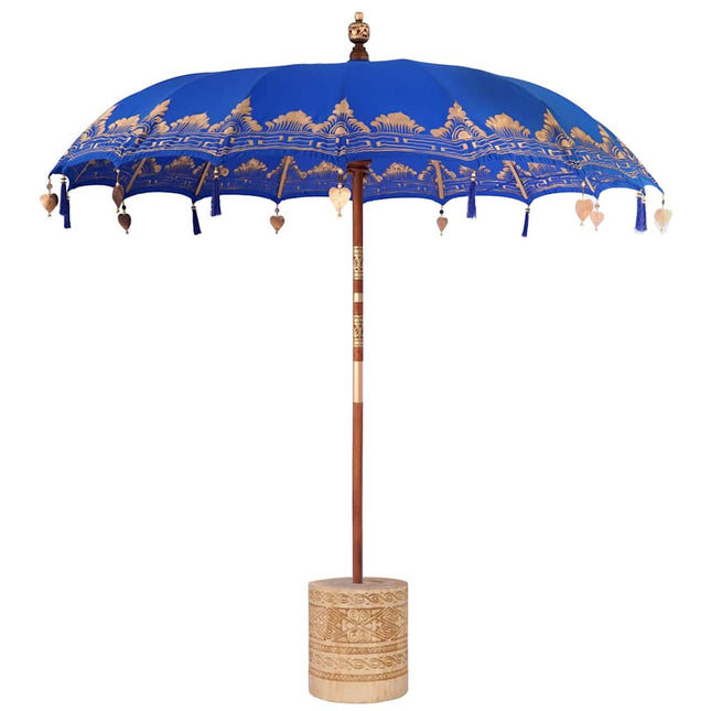 Balinesisk parasol med base Blå 215 x 215 x 260 cm