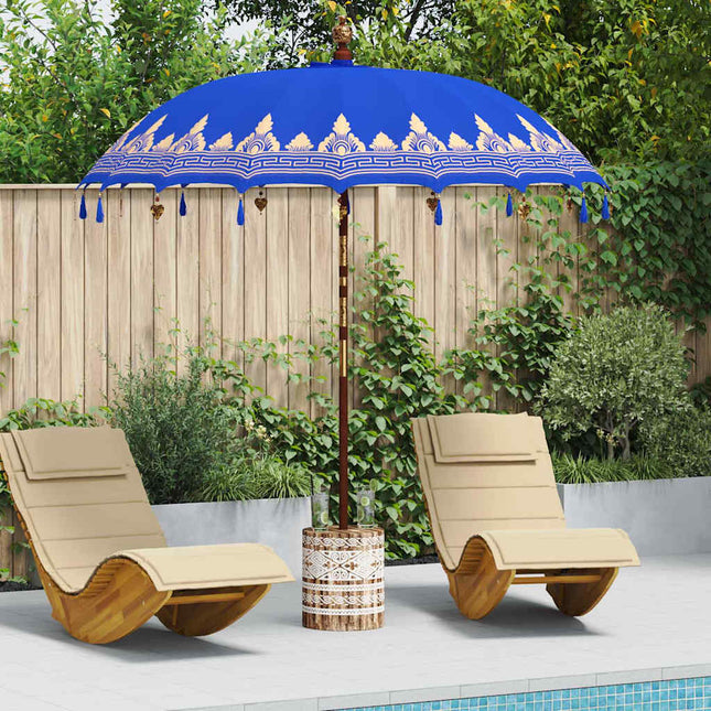 Balinesisk parasol med base Blå 215 x 215 x 260 cm