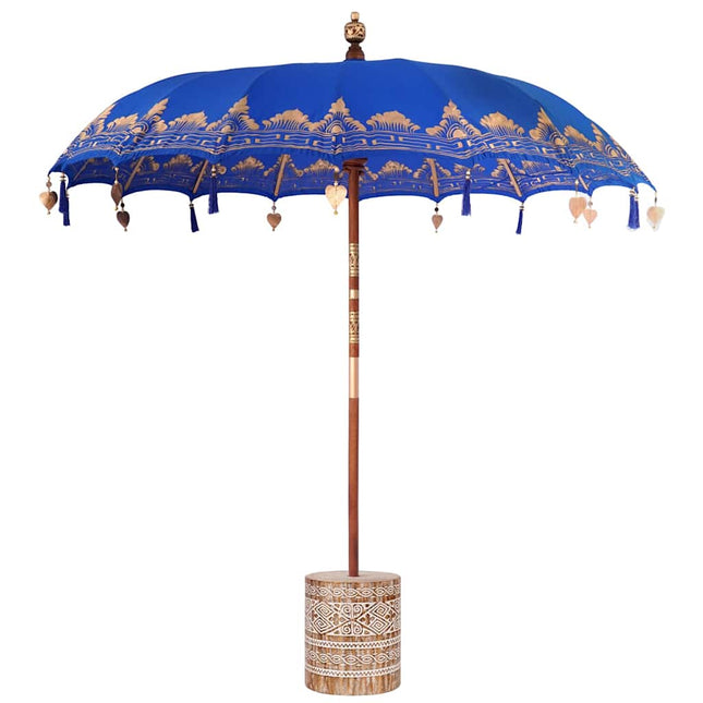Balinesisk parasol med base Blå 215 x 215 x 260 cm