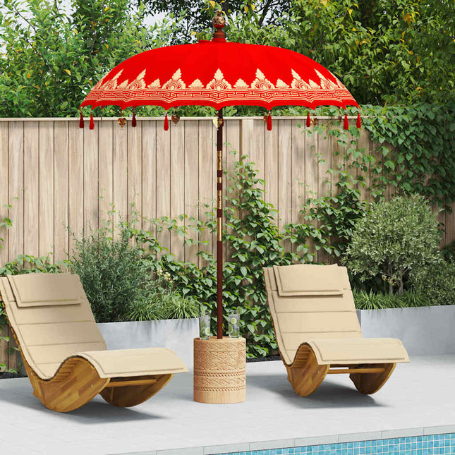 Balinesisk parasol med base Rød 185 x 185 x 260 cm