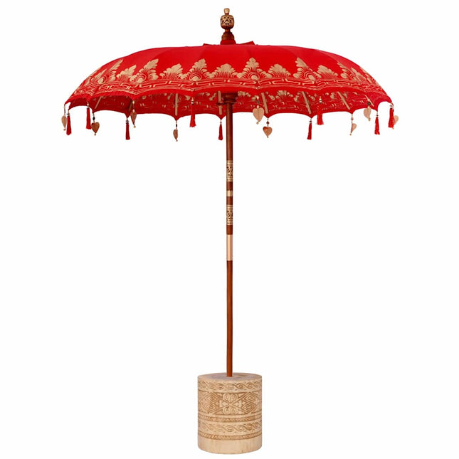 Balinesisk parasol med base Rød 185 x 185 x 260 cm