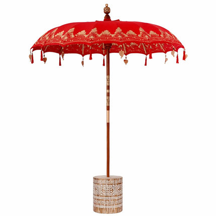 Balinesisk parasol med base Rød 185 x 185 x 260 cm