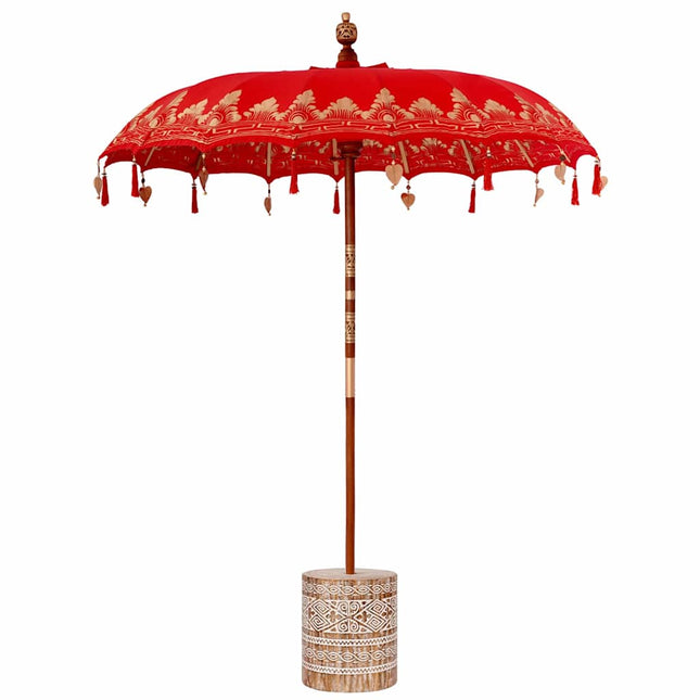Balinesisk parasol med base Rød 185 x 185 x 260 cm