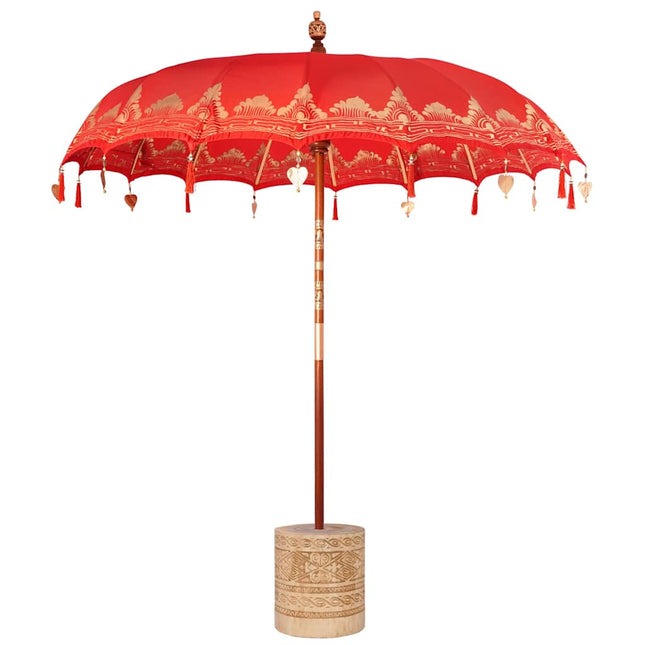 Balinesisk parasol med base Rød 215 x 215 x 260 cm