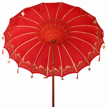 Balinesisk parasol med base Rød 215 x 215 x 260 cm