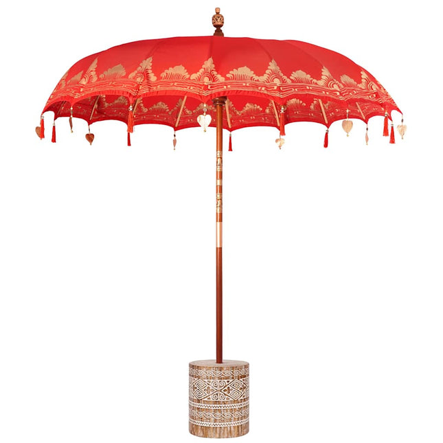 Balinesisk parasol med base Rød 215 x 215 x 260 cm