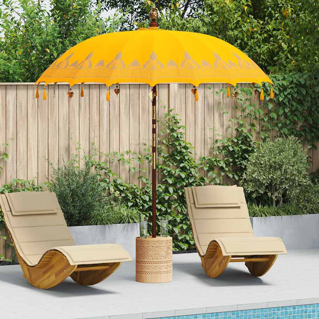 Balinesisk parasol med base Gul 215 x 215 x 260 cm