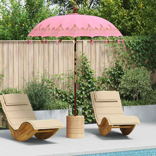 Balinesisk parasol med base Lyserød 185 x 185 x 260 cm