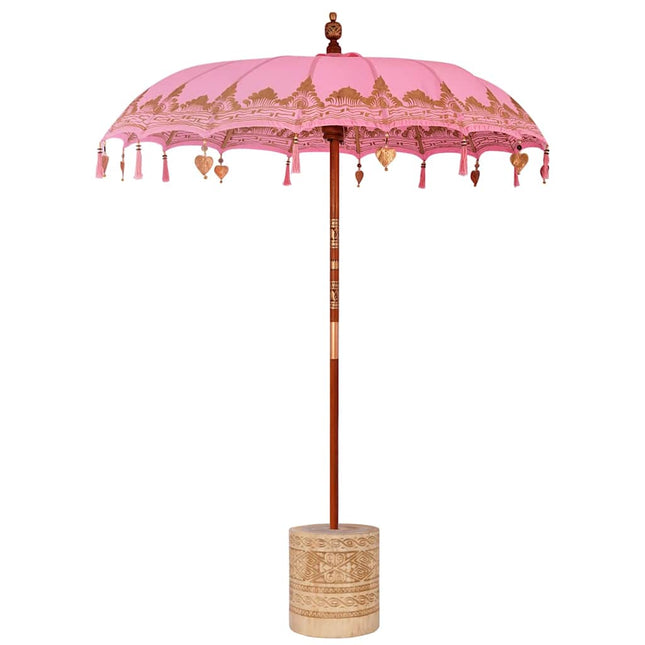 Balinesisk parasol med base Lyserød 185 x 185 x 260 cm