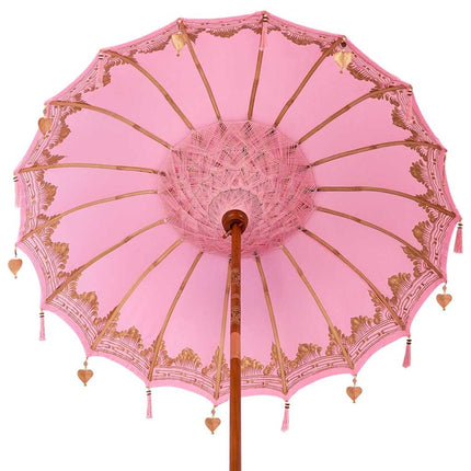 Balinesisk parasol med base Lyserød 185 x 185 x 260 cm