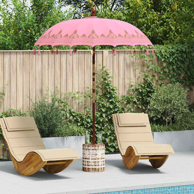 Balinesisk parasol med base Lyserød 185 x 185 x 260 cm