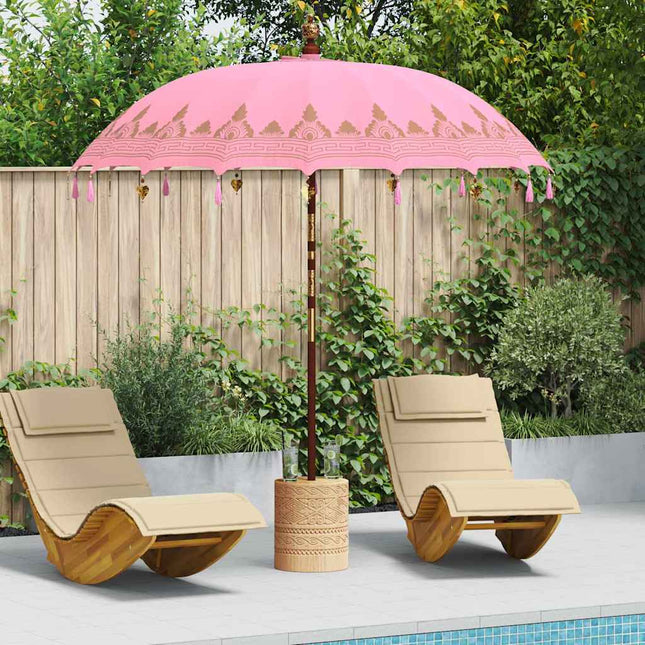 Balinesisk parasol med base Lyserød 215 x 215 x 260 cm