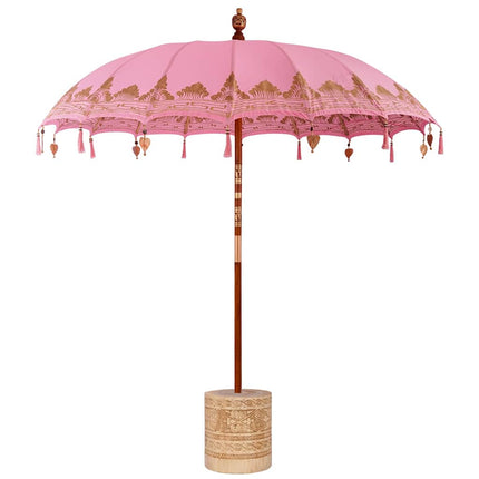 Balinesisk parasol med base Lyserød 215 x 215 x 260 cm