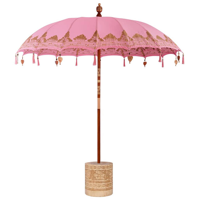 Balinesisk parasol med base Lyserød 215 x 215 x 260 cm