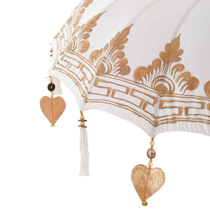 Balinesisk parasol med base Creme 95 x 95 x 260 cm