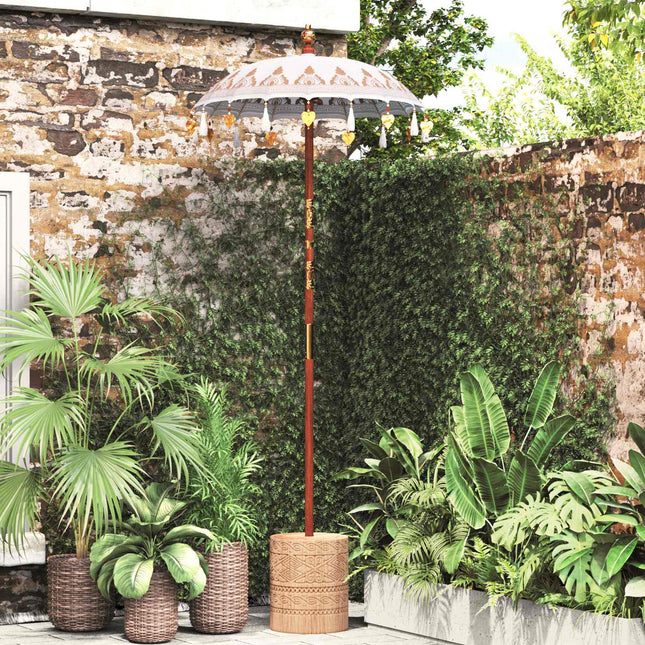 Balinesisk parasol med base Creme 95 x 95 x 260 cm