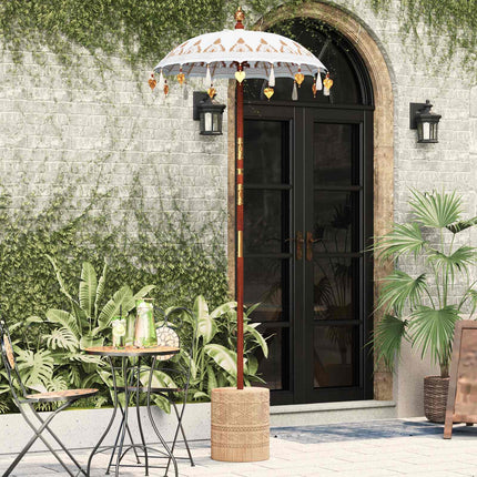 Balinesisk parasol med base Creme 95 x 95 x 260 cm