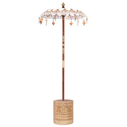 Balinesisk parasol med base Creme 95 x 95 x 260 cm