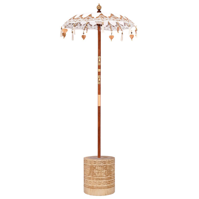 Balinesisk parasol med base Creme 95 x 95 x 260 cm