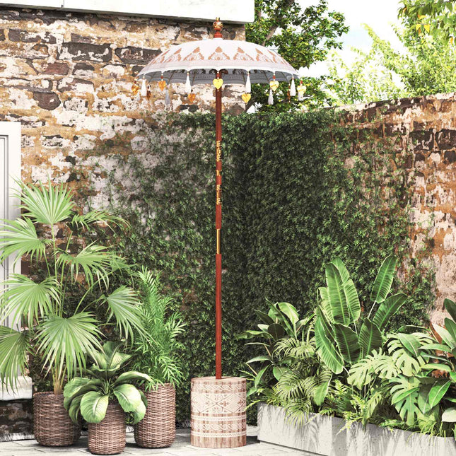 Balinesisk parasol med base Creme 95 x 95 x 260 cm