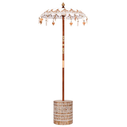 Balinesisk parasol med base Creme 95 x 95 x 260 cm