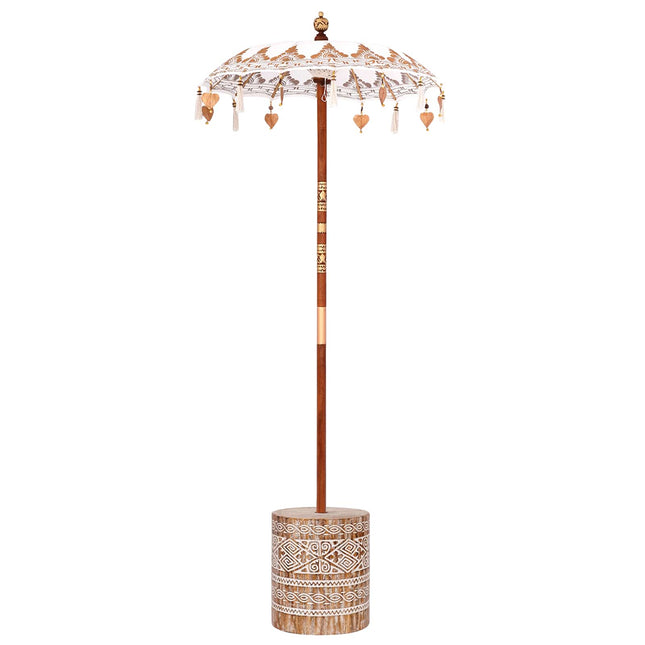 Balinesisk parasol med base Creme 95 x 95 x 260 cm