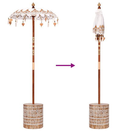 Balinesisk parasol med base Creme 95 x 95 x 260 cm
