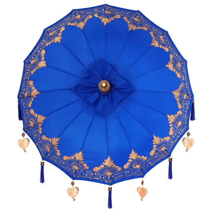Balinesisk parasol med base Blå 95 x 95 x 260 cm