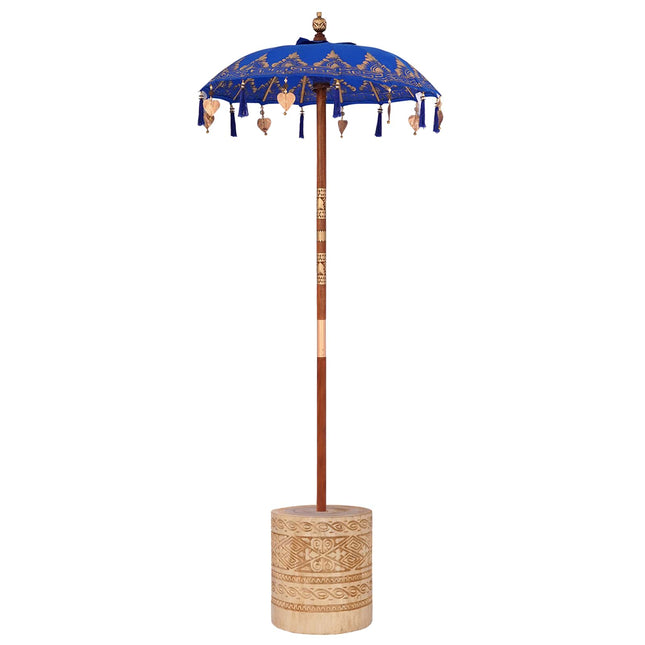 Balinesisk parasol med base Blå 95 x 95 x 260 cm