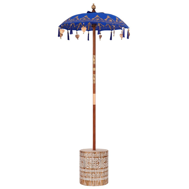 Balinesisk parasol med base Blå 95 x 95 x 260 cm