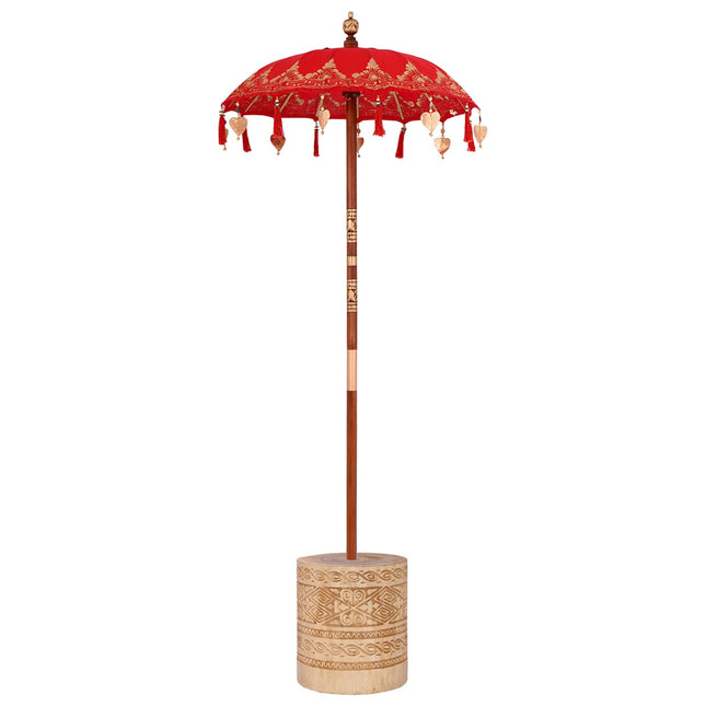 Balinesisk parasol med base Rød 95 x 95 x 260 cm