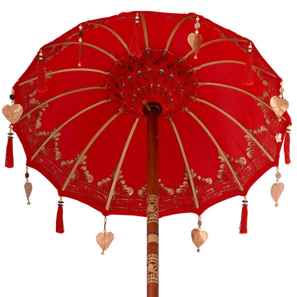 Balinesisk parasol med base Rød 95 x 95 x 260 cm