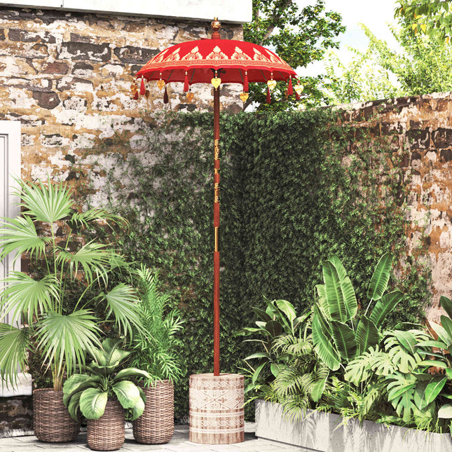 Balinesisk parasol med base Rød 95 x 95 x 260 cm