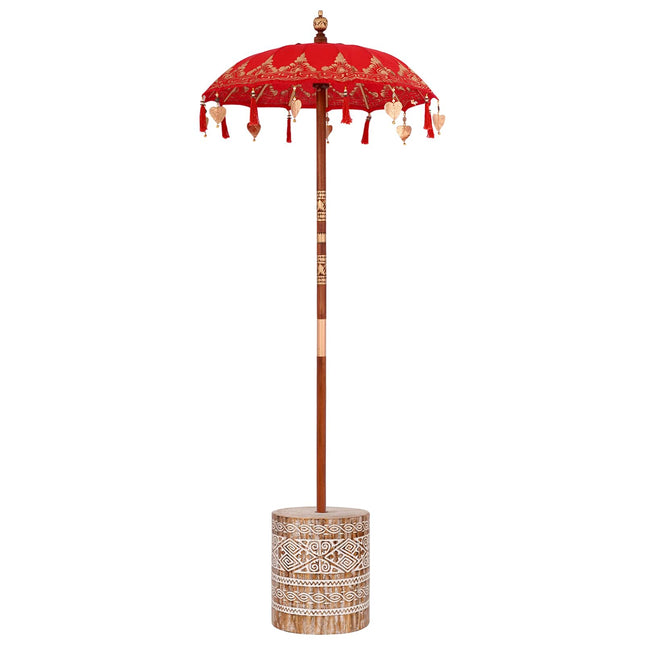 Balinesisk parasol med base Rød 95 x 95 x 260 cm