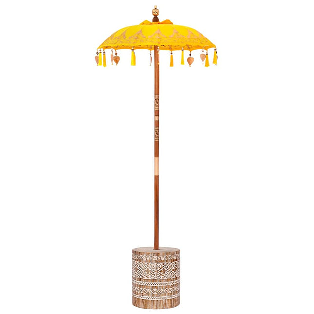 Balinesisk parasol med base Gul 95 x 95 x 260 cm